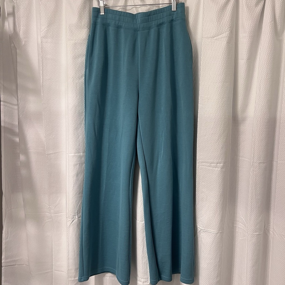Ocean Drive Beachy Sweatpants Women's Large Teal‎ Wide Leg Flowy Lounge Pants EC